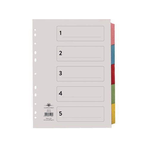 Concord Divider 5-Part A4 Multicoloured Tabs with Contents 71198&#47;PJ11