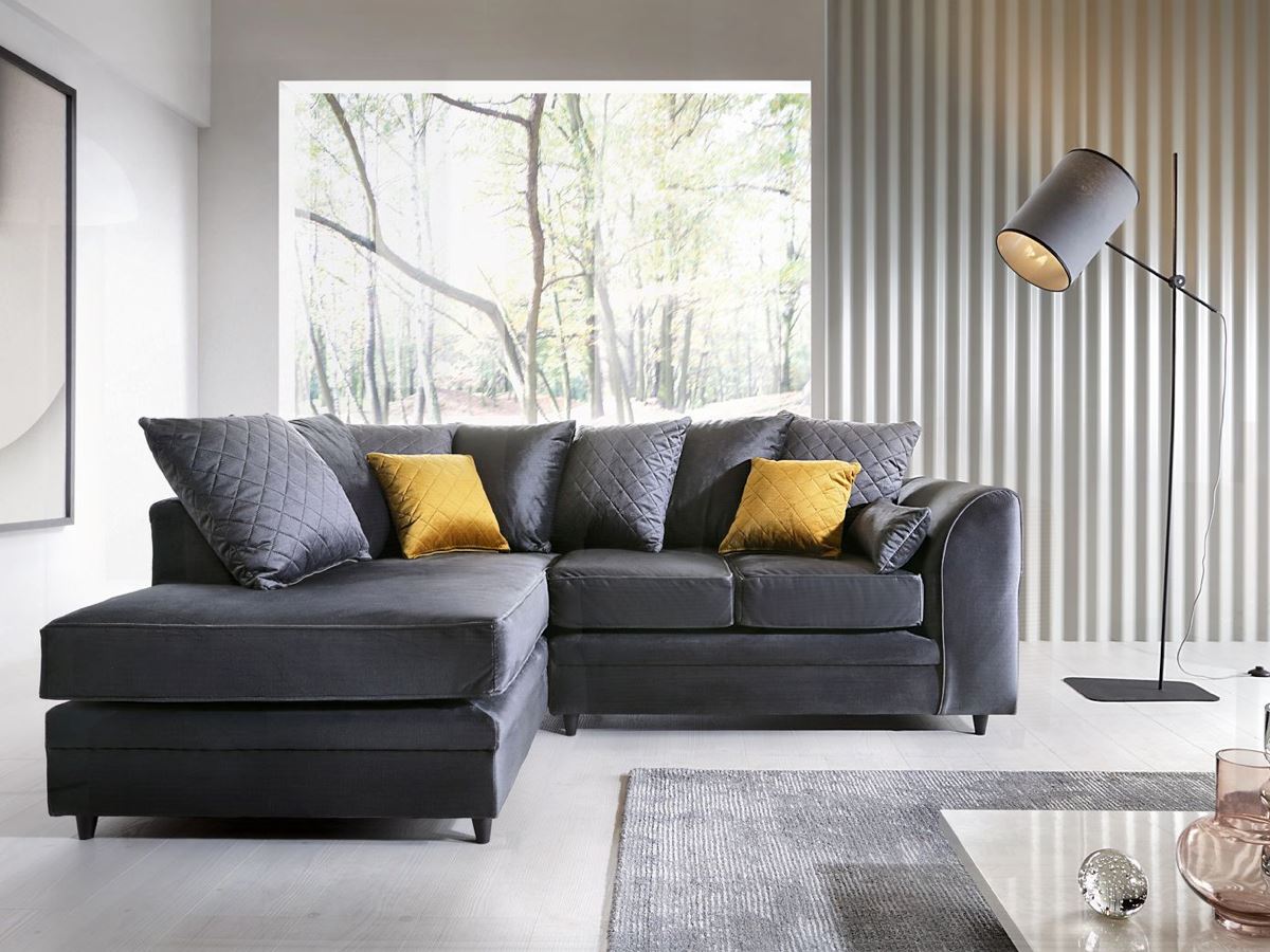 Chicago Left Hand Facing Corner Sofa-Dark Grey