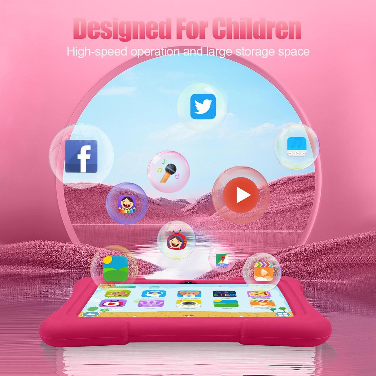 PRITOM Kids Tablets 7" WiFi Android 13 32GB - Pink