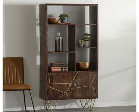 Dark Gold Large Bookcase 2 Door