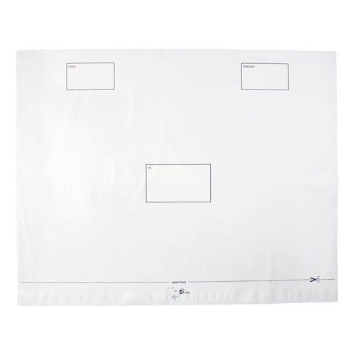 5 Star Elite Envelopes Waterproof Polythene Peel&#47;Seal Opaque 590x430mm 50mm Flap (Pack of 100)