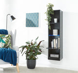 Galicia tall shelf unit with led black