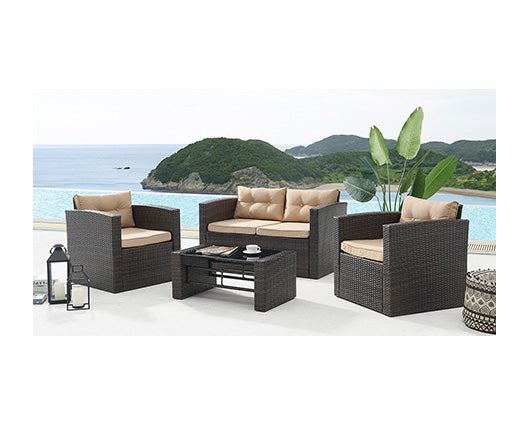 Carmen Brown Lounge Set w/ Light Brown Cushions