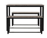 LINCOLN 1+2 DINING BENCH SET - STONE EFFECT/BLACK