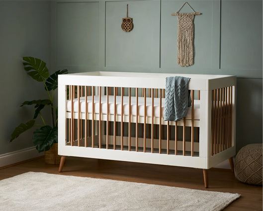 Maya Cot Bed - White with Natural
