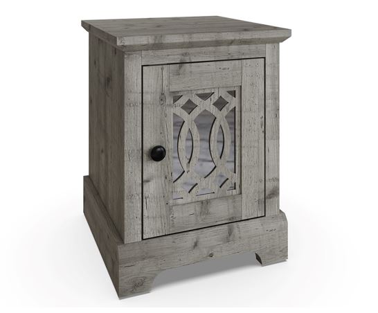 Amelie 1 Door Mirrored Bedside Table Mexican Grey
