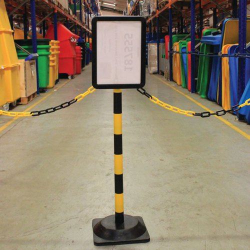 Post and A4 Sign Holder Plastic Yellow&#47;Black 426953