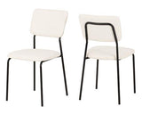 MARLOW & SHELDON DINING SET (X4 CHAIRS) - WHITE MARBLE/IVORY BOUCLE FABRIC