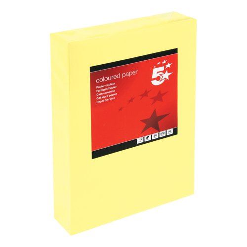 5 Star Office Copier Paper Multifunctional 80gsm A4 Medium Yellow Ream-Wrapped (Pack of 500)