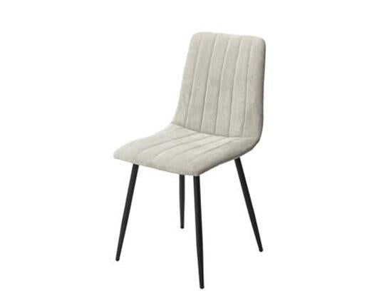 Straight stitch lt grey cord dining chair, black tapered legs (pair)