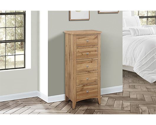 Hampstead 5 Drawer Tall Chest Oak