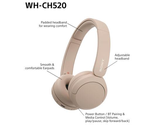 Sony WH-CH520 Wireless Headphones Beige
