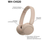 Sony WH-CH520 Wireless Headphones Beige