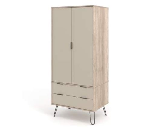 Driftwood Augusta 2 door, 2 drawer wardrobe