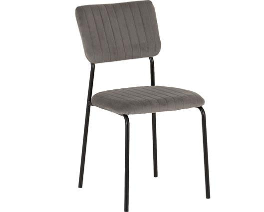 SHELDON DINING CHAIR (X4 PER BOX) - GREY VELVET FABRIC