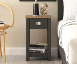Dawlish 1 Drawer Bedside Table Fossil Grey