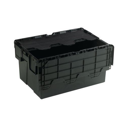 Black Attached Lid Container 54L 375814