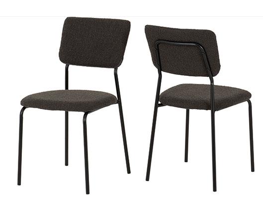 MARLOW & SHELDON DINING SET (X4 CHAIRS) - WHITE MARBLE/GREY BOUCLE FABRIC