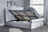 Sienna King Ottoman Bed - Steel Crushed Velvet