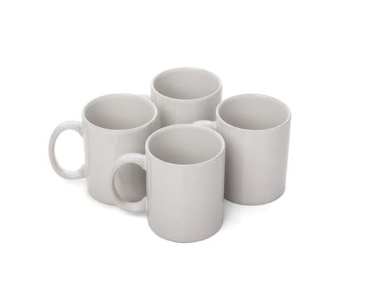 4pc White Stoneware Mug Set