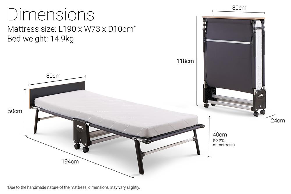 Jay-Be® RE80 Rollaway Folding Bed with e-Fibre Mattress - Single