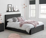 Berlin Small Double Ottoman Bed - Black Crushed Velvet