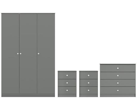 DENVER 3 DOOR WARDROBE BEDROOM SET - GREY GLOSS