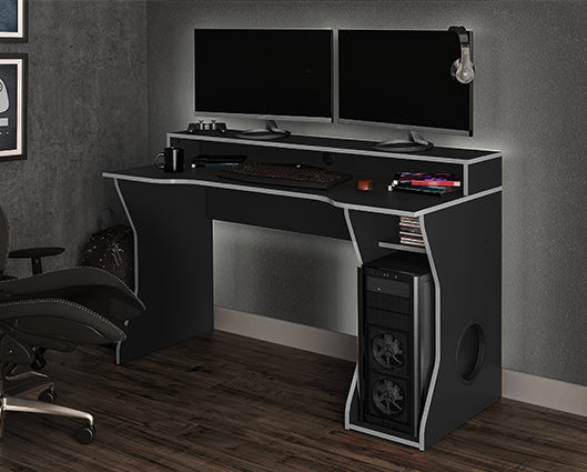 Enzo Gaming Computer Desk- Black & Silver