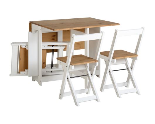 Santos Butterfly Dining Set - White/Distressed Waxed Pine