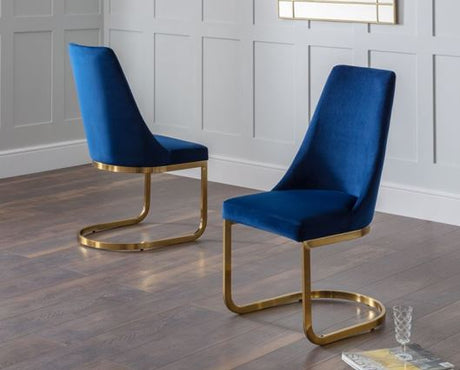 SET OF 2 VITTORIA CANTILEVER DINING CHAIRS - BLUE