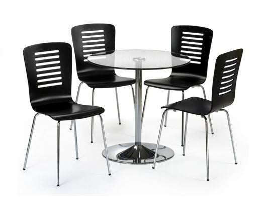 KUDOS CHROME & GLASS PEDESTAL TABLE