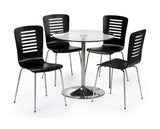 KUDOS CHROME & GLASS PEDESTAL TABLE