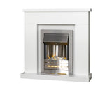 Adam Lomond Fireplace Suite in Pure White with Helios Electric Fire in Brushed Steel, 39 Inch