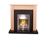 Adam Southwold Fireplace Suite in Oak and Black with Helios Electric Fire in Brushed Steel, 43 Inch