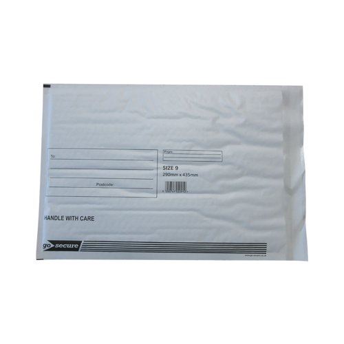 GoSecure Bubble Envelope Size 9 Internal Dimensions 290x435mm White (Pack of 50) KF71452