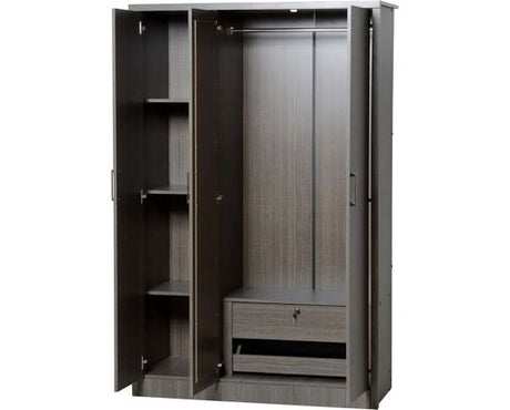 Lisbon 3 Door Wardrobe - Black Wood Grain