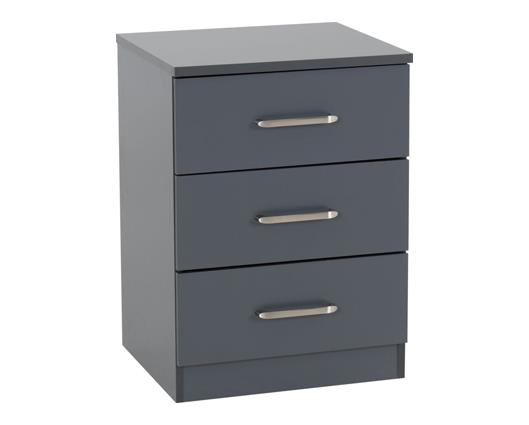 DAKOTA 3 DOOR WARDROBE BEDROOM SET - DARK GREY
