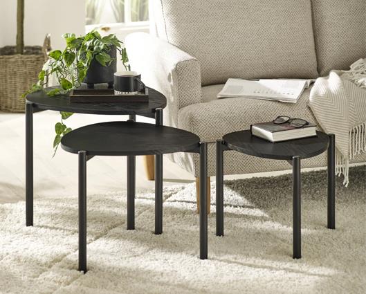 Lorette Teardrop Nesting Side Table Black Ash