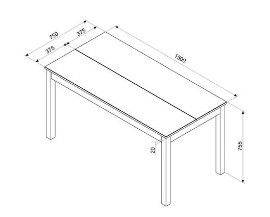 Corona linea 1500mm rectangular dining table grey