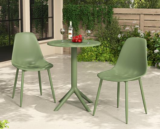 3 piece Cala bistro table & 2 chair set outdoor grade, moss green