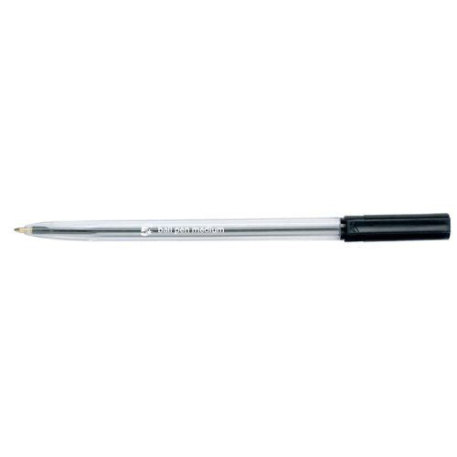 5 Star Office Ball Pen Clear Barrel Medium 1mm Tip 0.7mm Line Black (Pack of 20)