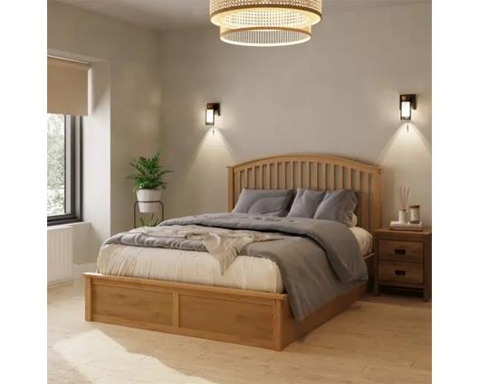 Madrid Wooden Ottoman King Bed - Oak
