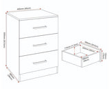 DAKOTA 3 DRAWER BEDSIDE - WHITE