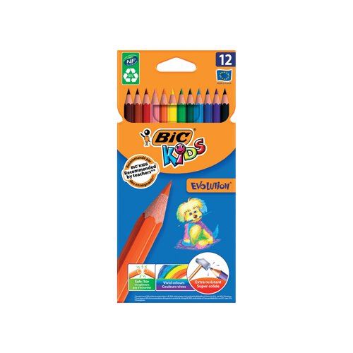 Bic Kids Evolution Ecolutions Colouring Pencils Assorted (12 Pack) 829029