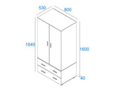 Lido 2 door, 2 drawer low wardrobe