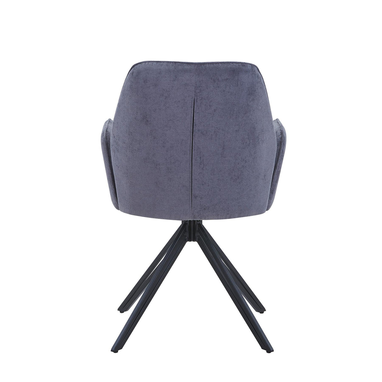Aspen swivel dining armchairs, grey fabric with black metal legs (pair)