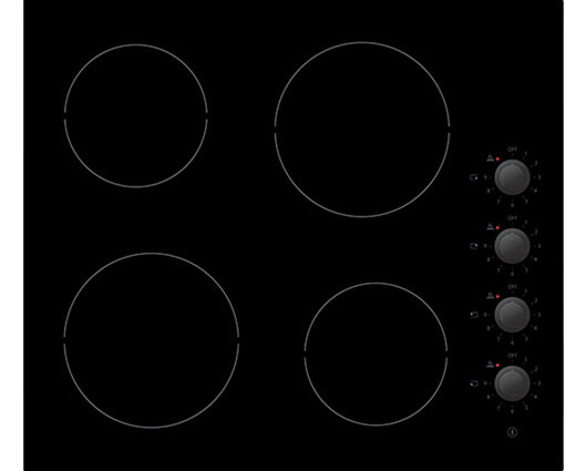 Statesman CHZ460D 60cm 4 Zone Ceramic Hob With Dial Control Black