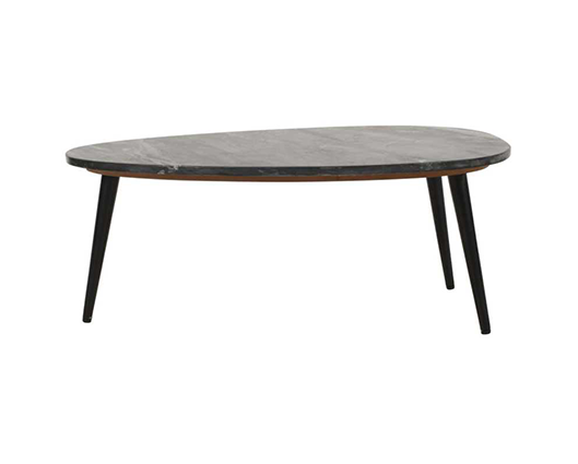 Opal Coffee Table With Black Marble Top & Metal Legs