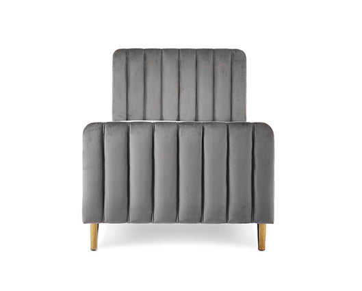 Gatsby Velvet Single Bed - Grey