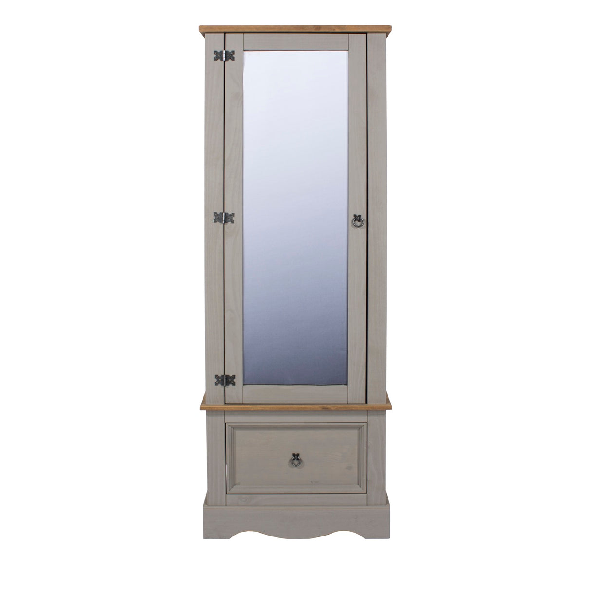 Grey Corona Armoire with Mirrored Door